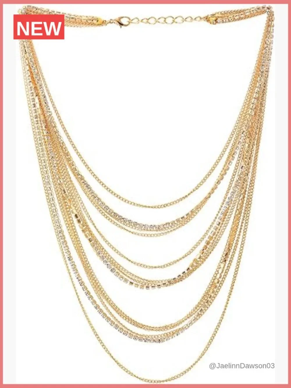 Multi-Strand Rhinestone Chain Collar Necklace, Layered Statement Party Jewelry